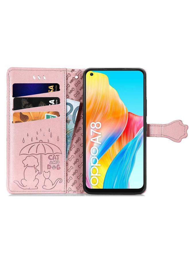 S-TOP Case For OPPO A78 4G Cat and Dog Embossed Leather Phone Case - Image 3
