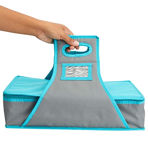 Juvale Insulated Casserole Carrier - 16 x 10 x 4 in, Teal & Gray - Insulated Food Container & Lunch Bag with Reinforced Handle - Image 5