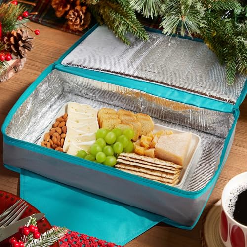 Juvale Insulated Casserole Carrier - 16 x 10 x 4 in, Teal & Gray - Insulated Food Container & Lunch Bag with Reinforced Handle - Image 3