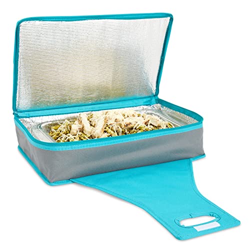 Juvale Insulated Casserole Carrier - 16 x 10 x 4 in, Teal & Gray - Insulated Food Container & Lunch Bag with Reinforced Handle - Image 1