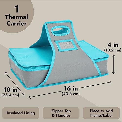 Juvale Insulated Casserole Carrier - 16 x 10 x 4 in, Teal & Gray - Insulated Food Container & Lunch Bag with Reinforced Handle - Image 4