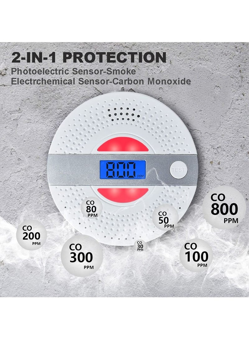 KASTWAVE Carbon Monoxide Detector, CO Alarm with LCD Screen Battery Powered Dual Sensor Combination, Led Indicator, and Loud Sound Alert  - Image 3