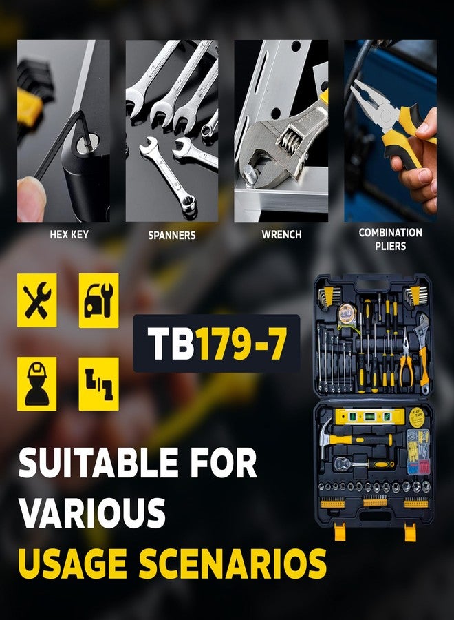 IBELL TOOLS iBELL VORMIR VR TB179-7 Professional Tool Kit with Ratchet Set, 179-Piece Hand Tool Set with Sockets, Wrenches, Screwdrivers, Precision Bits & Case for Mechanics & Home Use - Image 2