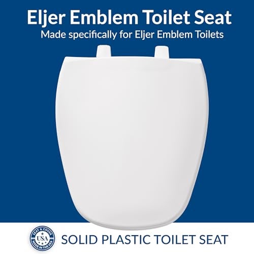 BEMIS 1240200 Eljer Emblem Plastic Toilet Seat, Made Specifically for Eljer Emblem Toilets, Made in USA, Round, White - Image 2