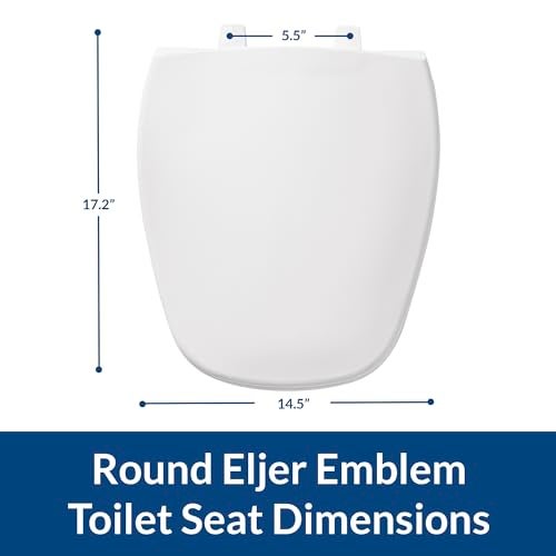 BEMIS 1240200 Eljer Emblem Plastic Toilet Seat, Made Specifically for Eljer Emblem Toilets, Made in USA, Round, White - Image 3