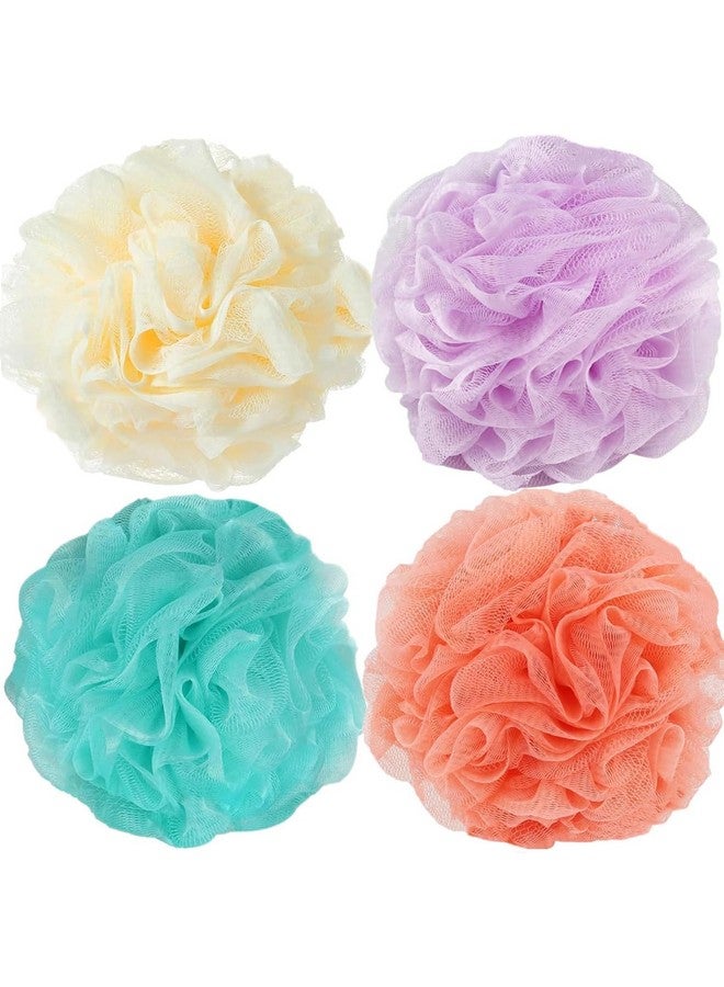 Maple إسفنجة لوفا من القيقب - لوفات استحمام، إسفنجات استحمام، كرات شبكية 4 ألوان لتقشير الجسم، فرك الظهر، ملحقات الحمام للرجال والنساء - 4 عبوات من فُرَش التنظيف - Image 1