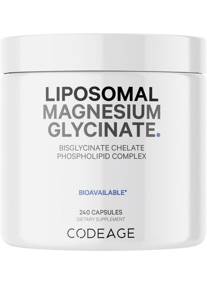 Codeage Codeage Liposomal Magnesium Glycinate Supplement, 2-Month Supply, Bisglycinate Magnesium Chelate, Chelated Magnesium Mineral Pills, BioPerine Black Pepper Vitamins Capsules, Non-GMO Vegan, 240 ct  - Image 1