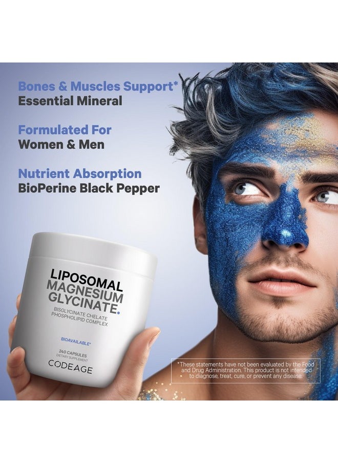 Codeage Codeage Liposomal Magnesium Glycinate Supplement, 2-Month Supply, Bisglycinate Magnesium Chelate, Chelated Magnesium Mineral Pills, BioPerine Black Pepper Vitamins Capsules, Non-GMO Vegan, 240 ct  - Image 5