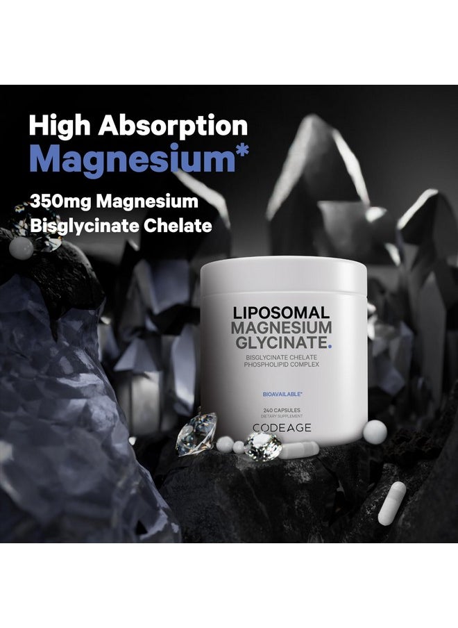 Codeage Codeage Liposomal Magnesium Glycinate Supplement, 2-Month Supply, Bisglycinate Magnesium Chelate, Chelated Magnesium Mineral Pills, BioPerine Black Pepper Vitamins Capsules, Non-GMO Vegan, 240 ct  - Image 3