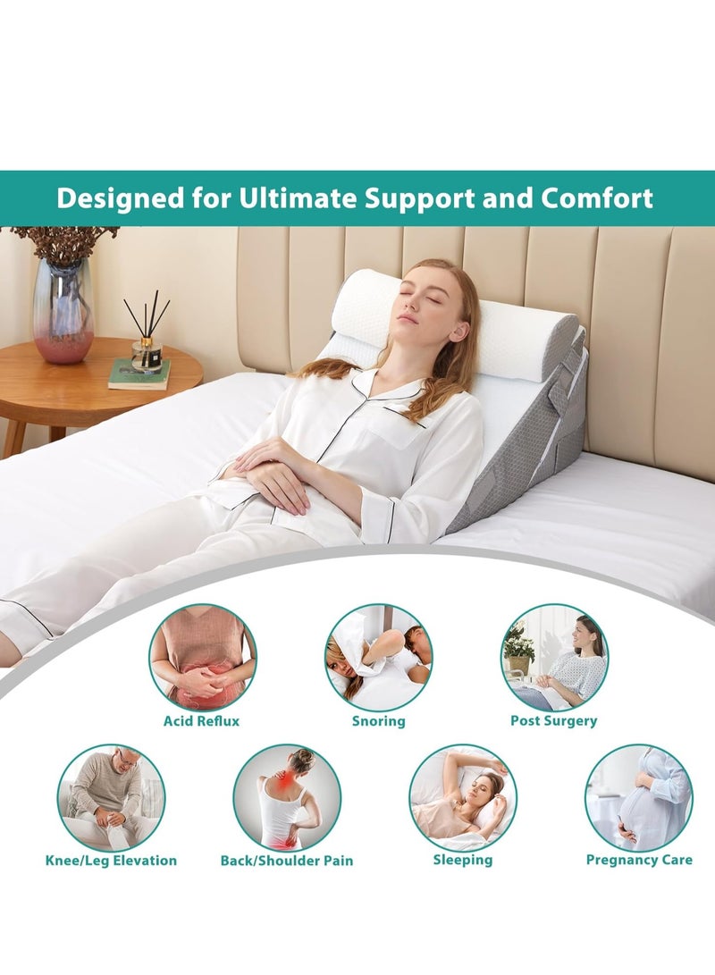 NIUB Wedge Pillows, Adjustable Bed Wedge Cushion Set for Relieving Back Pain, Acid Reflux and Snoring,  Memory Foam Back Support Pillow for Sleeping, Pregnancy and Postoperative Care - Image 5