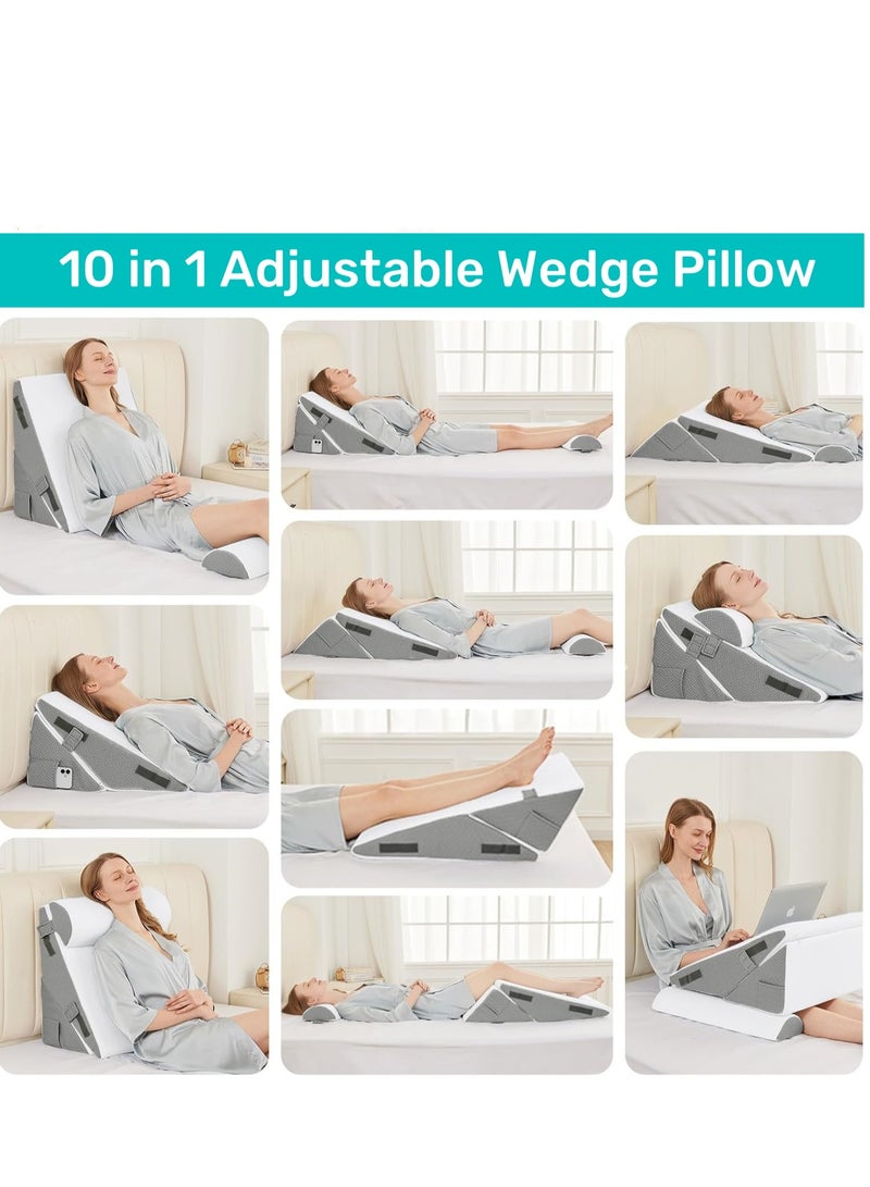 NIUB Wedge Pillows, Adjustable Bed Wedge Cushion Set for Relieving Back Pain, Acid Reflux and Snoring,  Memory Foam Back Support Pillow for Sleeping, Pregnancy and Postoperative Care - Image 2