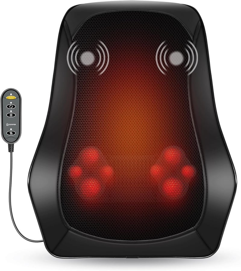 COMFIER Back Massager with Heat Shiatsu Neck and Back Massager with Heat for Back Pain Soothing Heating 3D Kneading Massage Pillow Gift for Men Women - Image 4