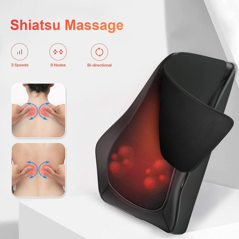 COMFIER Back Massager with Heat Shiatsu Neck and Back Massager with Heat for Back Pain Soothing Heating 3D Kneading Massage Pillow Gift for Men Women - Image 3