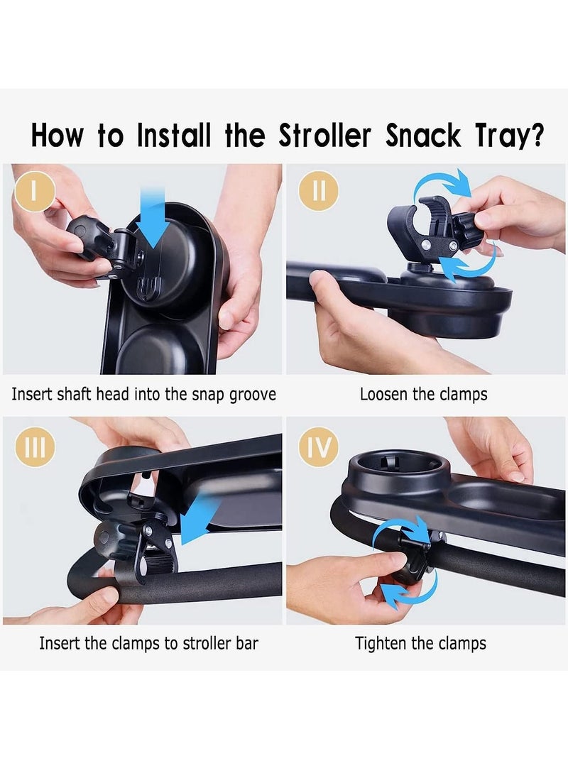 Stroller Meal Tray, Stroller Accessories Upgraded Removable Adjustable Anti-Slip Clip