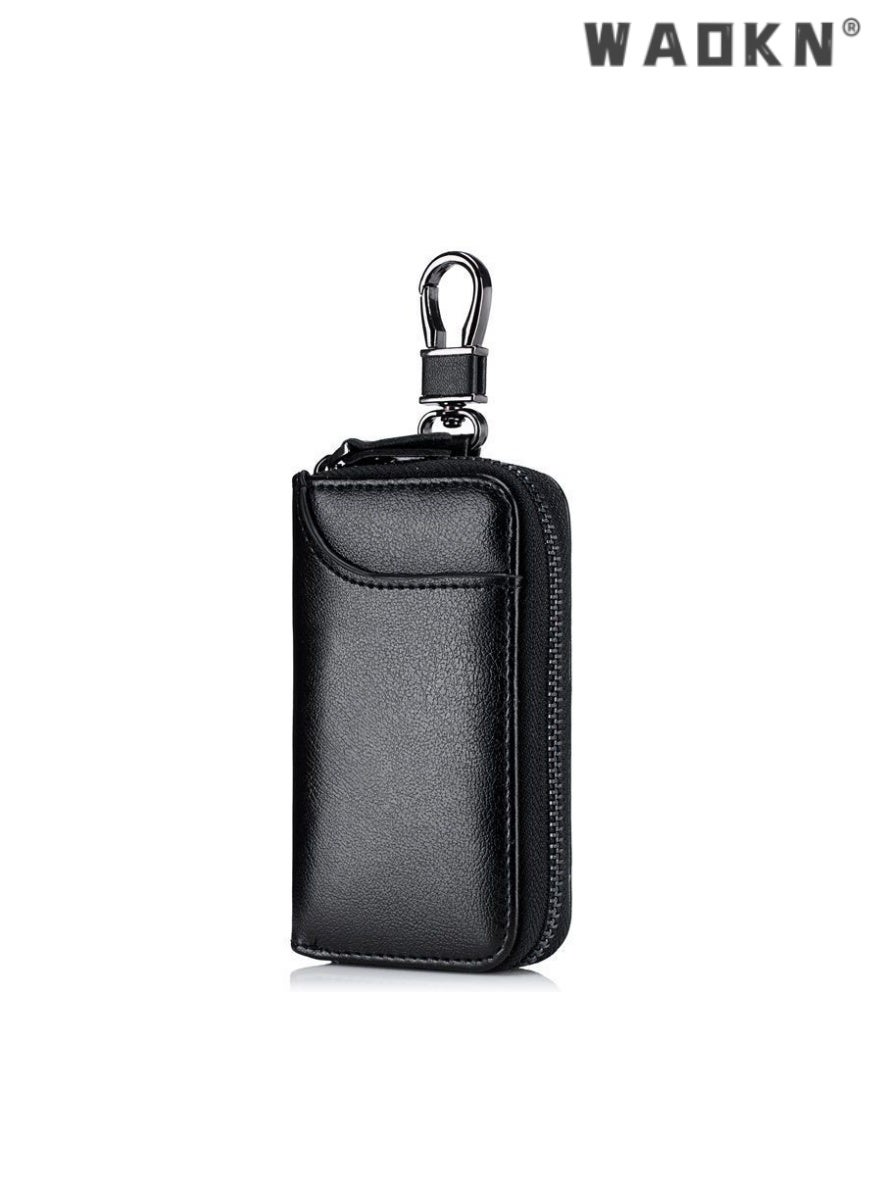 Genuine Leather Car Key Wallet with Zipper,Multifunctional Key Holder with Card Slots, Durable and Stylish Key Case for Vehicle Keys, Secure and Convenient Key Organizer with Waist Clip