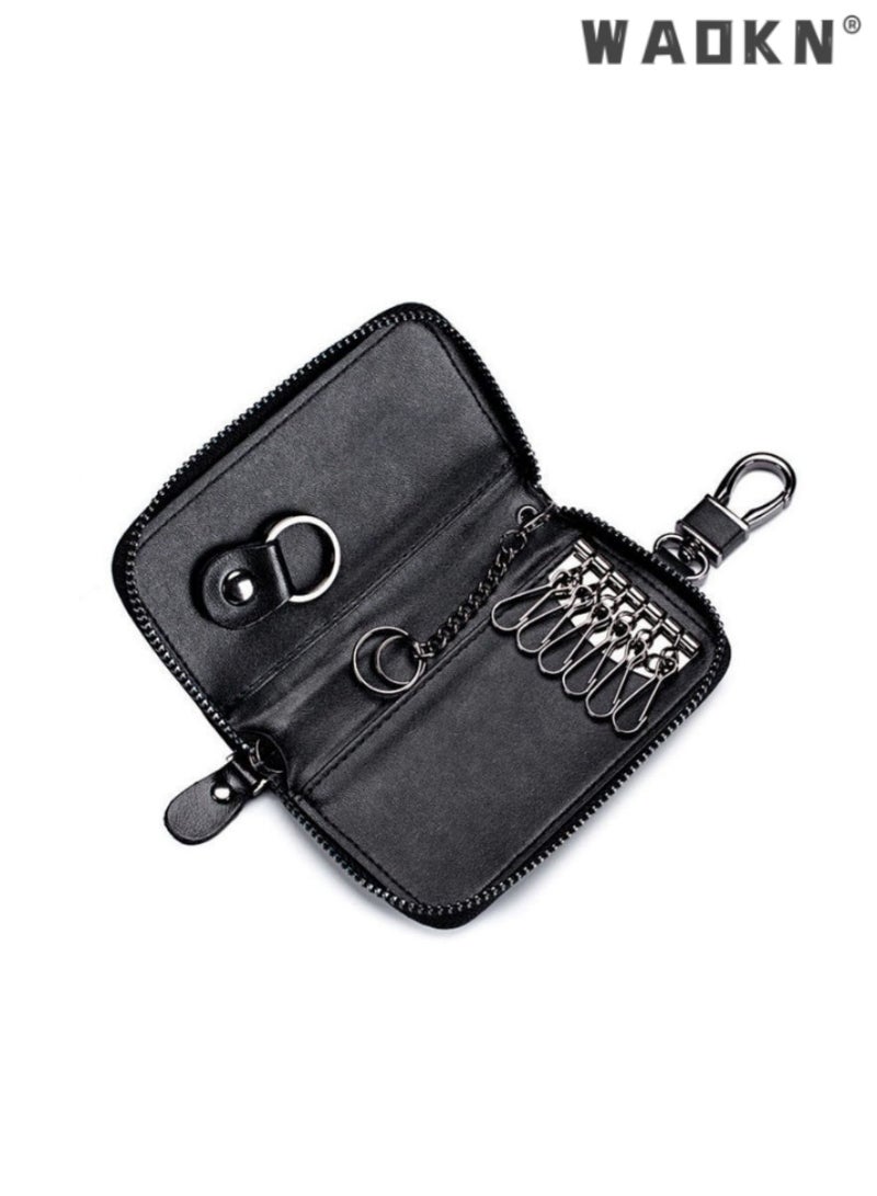 WAOKN Genuine Leather Car Key Wallet with Zipper,Multifunctional Key Holder with Card Slots, Durable and Stylish Key Case for Vehicle Keys, Secure and Convenient Key Organizer with Waist Clip  - Image 5