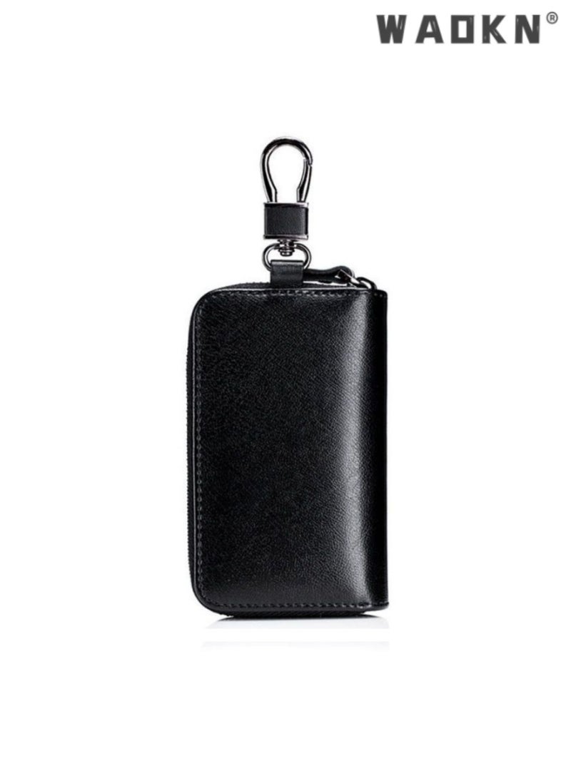 WAOKN Genuine Leather Car Key Wallet with Zipper,Multifunctional Key Holder with Card Slots, Durable and Stylish Key Case for Vehicle Keys, Secure and Convenient Key Organizer with Waist Clip  - Image 2