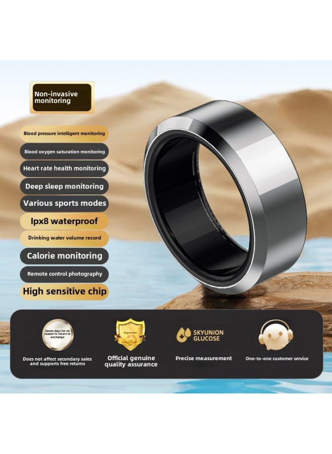 Upgraded Smart Black Technology High Precision Health Ring Heart Rate Oximeter Step Sleep Sport Waterproof Bluetooth-Colour:Silver - Real-time Monitoring Of Finger Circumference 9 59.5mm  - Image 1