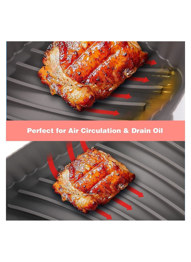 Captaintech Dual Air Fryer Silicone Liners, 2-Pack for 8 to 10 QT Ninja DZ201/ DZ401 Dual Air Fryer Basket Liners Reusable Silicone Pot Rectangular Air Fryer Accessories (Pink + Grey)  - Image 5