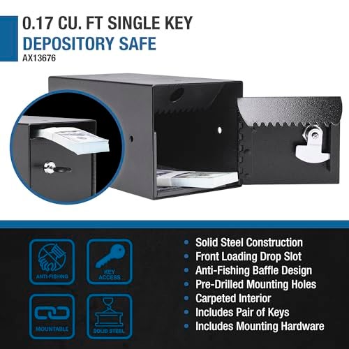 Barska AX13676 Single Key Depository Drop Safe Lock Box for Cash, Receipts and Keys,Black - Image 5