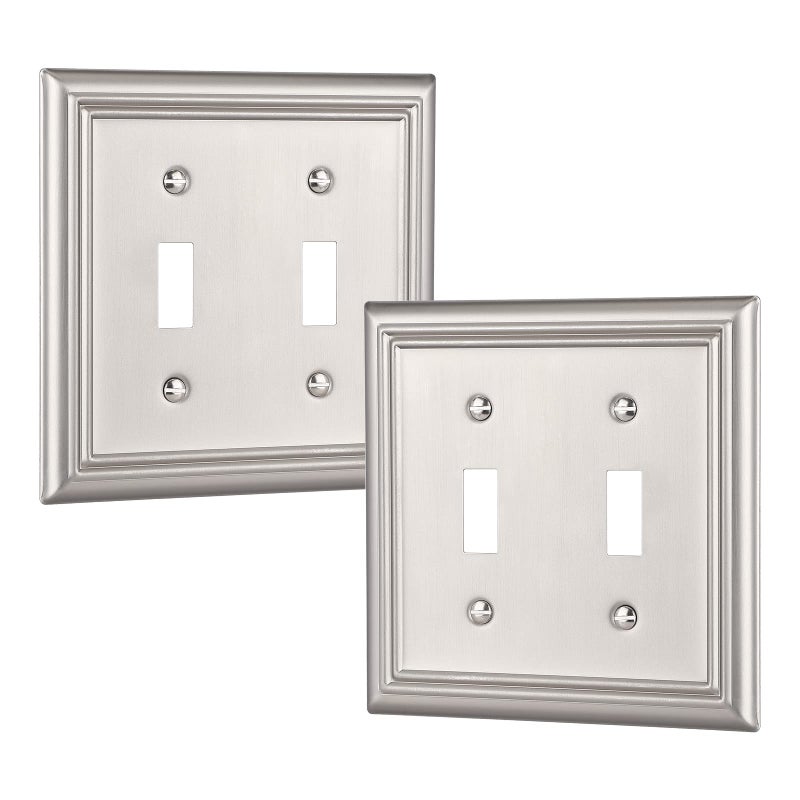DEWENWILS Double Toggle Wallplates, Brushed Nickel Light Switch Covers, Heavy Duty Matel Material, Pack of 2 - Image 1