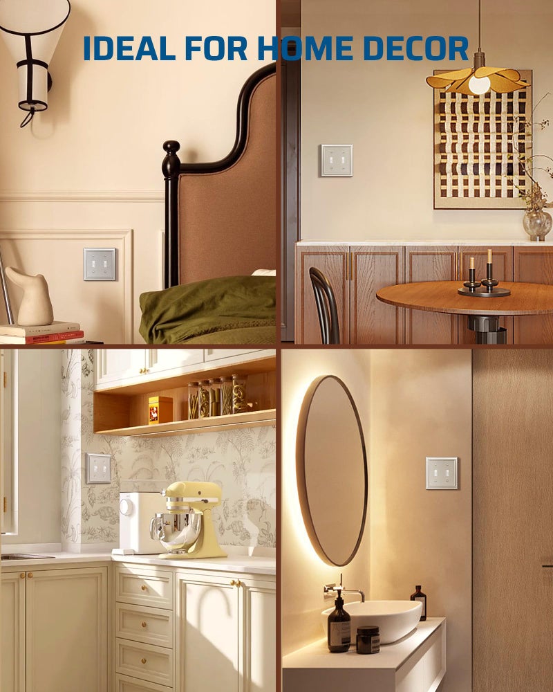 DEWENWILS Double Toggle Wallplates, Brushed Nickel Light Switch Covers, Heavy Duty Matel Material, Pack of 2 - Image 4