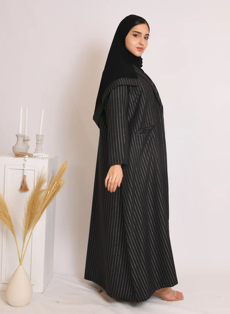 HAWRAA ABAYA Quarter-length blazer in striped fabric with inner lining and shoulders