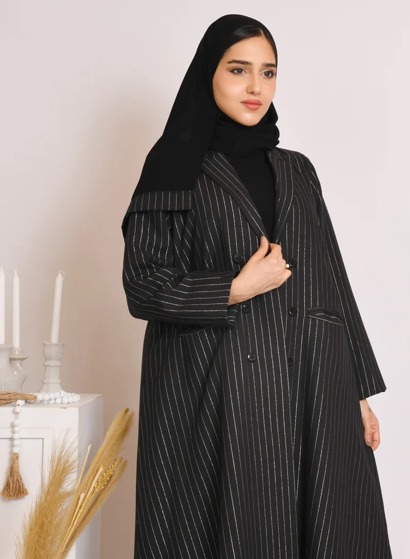 HAWRAA ABAYA Quarter-length blazer in striped fabric with inner lining and shoulders