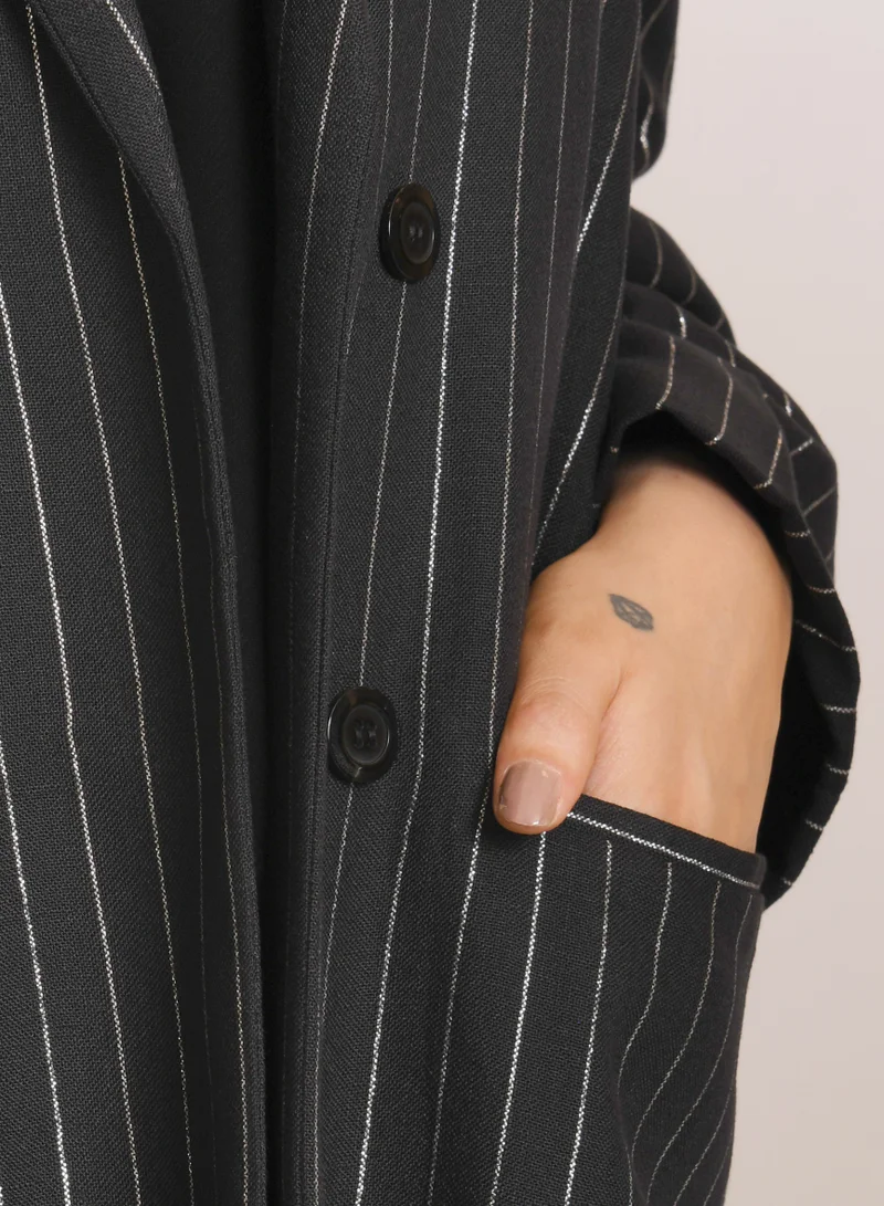 HAWRAA ABAYA Quarter-length blazer in striped fabric with inner lining and shoulders