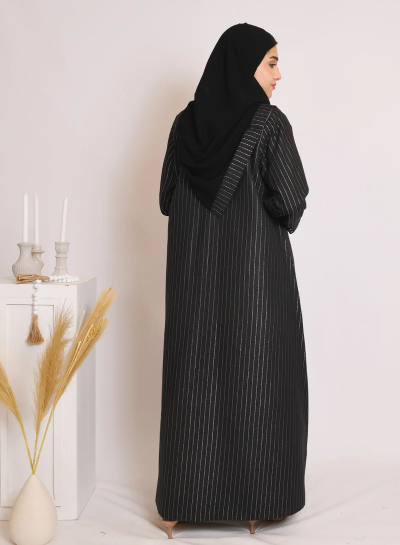 HAWRAA ABAYA Quarter-length blazer in striped fabric with inner lining and shoulders