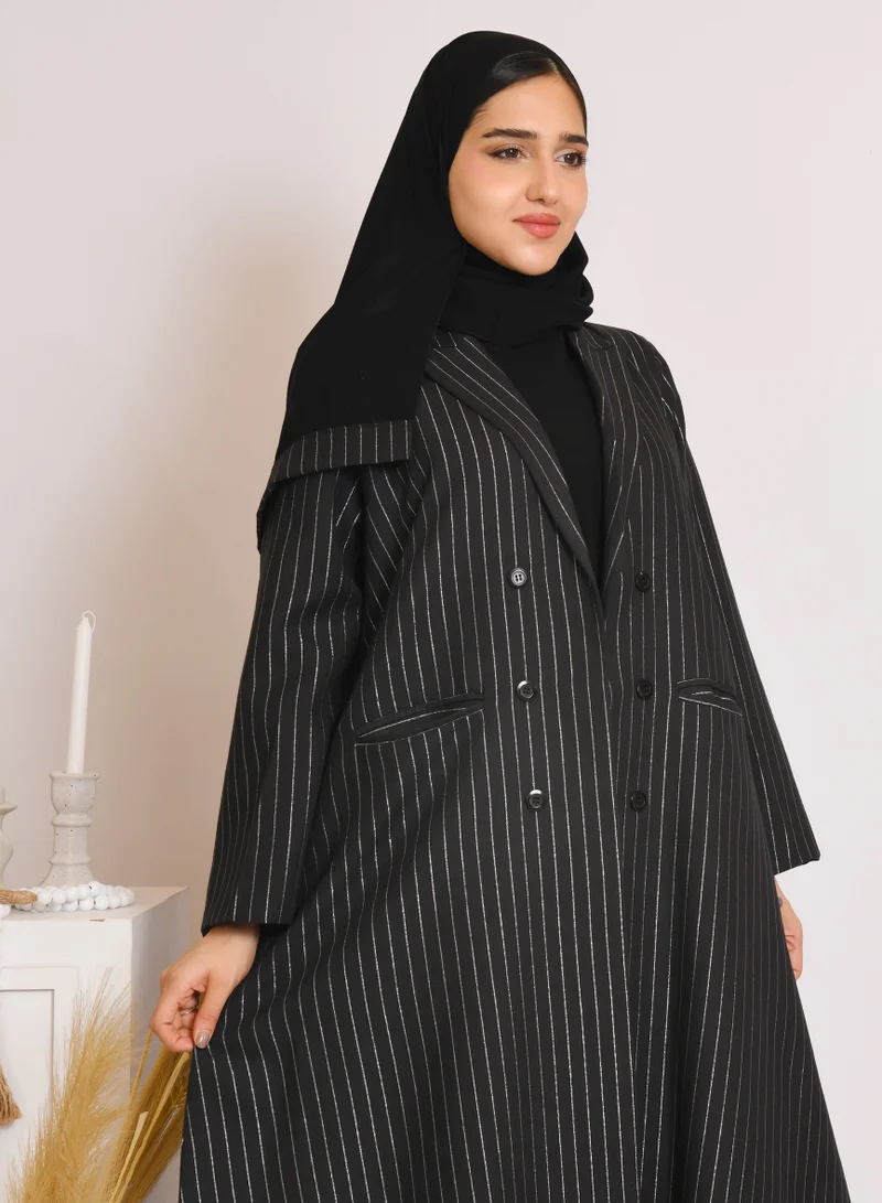 HAWRAA ABAYA Quarter-length blazer in striped fabric with inner lining and shoulders