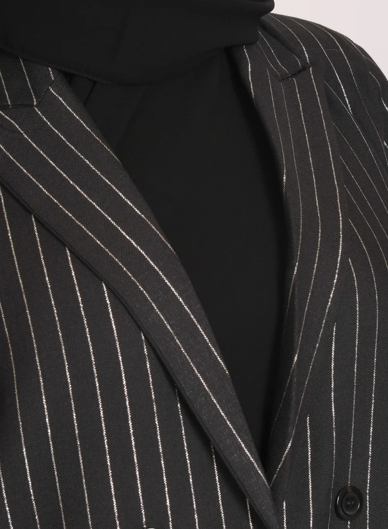 HAWRAA ABAYA Quarter-length blazer in striped fabric with inner lining and shoulders
