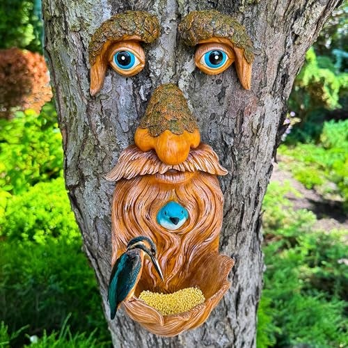 Mood Lab Tree Faces Decor Outdoor - Old Man Bird Feeder - Tree Hugger Garden Decoration - Yard Art Statues - Image 3