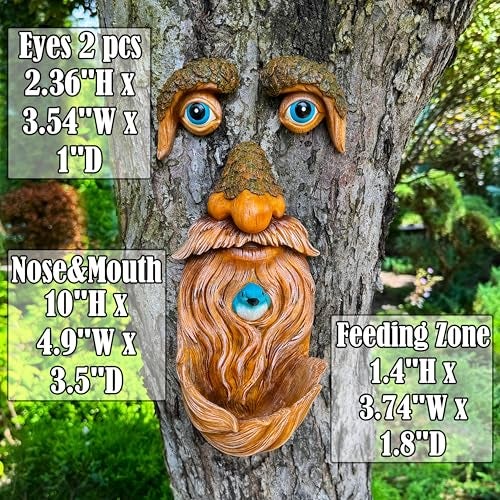 Mood Lab Tree Faces Decor Outdoor - Old Man Bird Feeder - Tree Hugger Garden Decoration - Yard Art Statues - Image 2