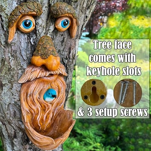 Mood Lab Tree Faces Decor Outdoor - Old Man Bird Feeder - Tree Hugger Garden Decoration - Yard Art Statues - Image 4