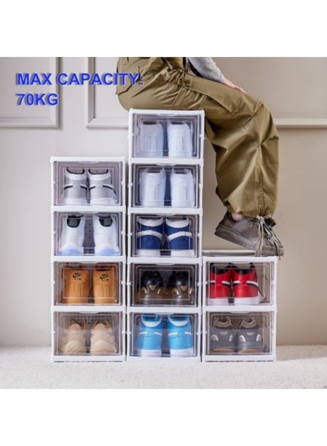 GGEROU 6 Layers Shoe Organizer Storage Box,Collapsible Shoe Rack Organizer,Folding Shoe Rack for Closet with Magnetic Clear Door - Image 5