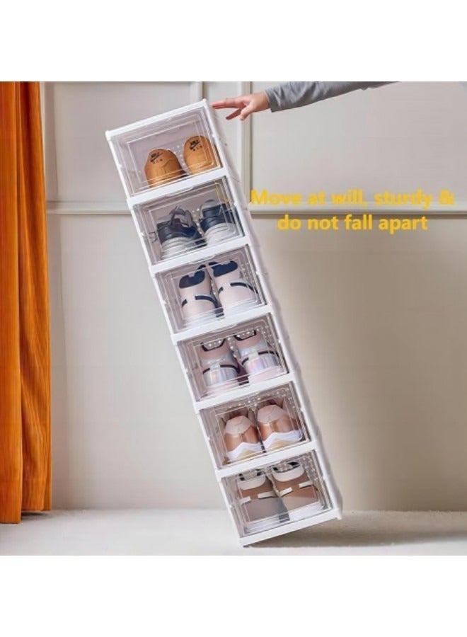 GGEROU 6 Layers Shoe Organizer Storage Box,Collapsible Shoe Rack Organizer,Folding Shoe Rack for Closet with Magnetic Clear Door - Image 4