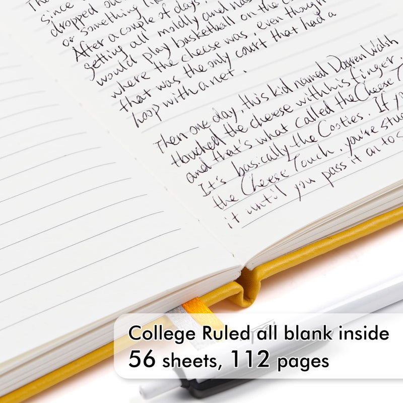 feela 3 Pack Pocket Notebook Journals with 3 Black Pens, A6 Mini Cute Small Journal Notebook Bulk Hardcover College Ruled Notepad with Pen Holder for Office School Supplies, 3.5â€x 5.5â€, Yellow - Image 3