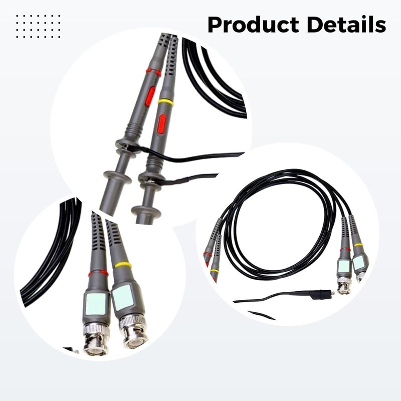 2 قطعة من أدوات مسح الأوسيلوسكوب من نوع BNC P6100، بعرض نطاق ترددي 100 ميجاهرتز، دقة عالية تصل إلى 10:1، مصنوعة بتقنية الحقن، تشمل كابل بطول 3.9 قدم (1.2 متر) وجهاز تعديل السعة الكهربائية. - Image 4