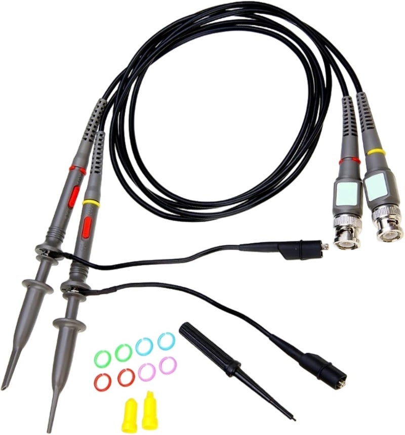 2 قطعة من أدوات مسح الأوسيلوسكوب من نوع BNC P6100، بعرض نطاق ترددي 100 ميجاهرتز، دقة عالية تصل إلى 10:1، مصنوعة بتقنية الحقن، تشمل كابل بطول 3.9 قدم (1.2 متر) وجهاز تعديل السعة الكهربائية. - Image 1