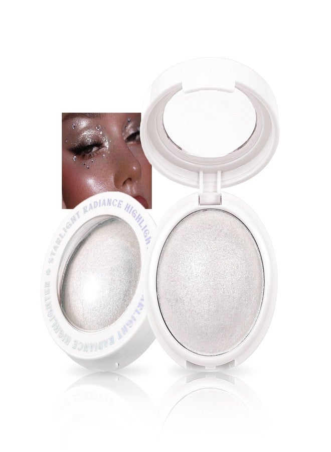 Easilydays Holographic Shimmer Eyeshadow & Highlighter, 4Colors Mashed Potato Pearlescent Monochrome Cream Highlighter, Smooth Long Lasting Sparkling Mermaid Facial Illuminator Makeup, 01 Silver - Image 1