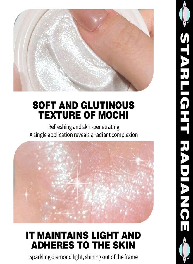 Easilydays Holographic Shimmer Eyeshadow & Highlighter, 4Colors Mashed Potato Pearlescent Monochrome Cream Highlighter, Smooth Long Lasting Sparkling Mermaid Facial Illuminator Makeup, 01 Silver - Image 5