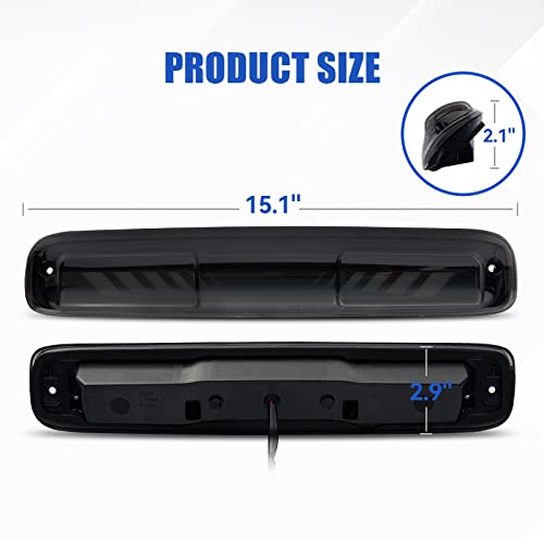CMVT Auto Third 3rd Brake Light for 1999-2006 Chevy Silverado/GMC Sierra 1500 2500 3500 HD, TIME TUNNEL Sequential LED High Mount Stop Light for 2007 Silverado/Sierra Classic, Rear Center Cab Tail Lamp - Image 5