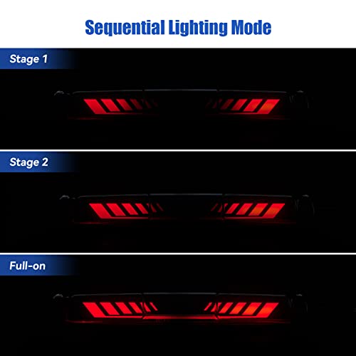 CMVT Auto Third 3rd Brake Light for 1999-2006 Chevy Silverado/GMC Sierra 1500 2500 3500 HD, TIME TUNNEL Sequential LED High Mount Stop Light for 2007 Silverado/Sierra Classic, Rear Center Cab Tail Lamp - Image 2