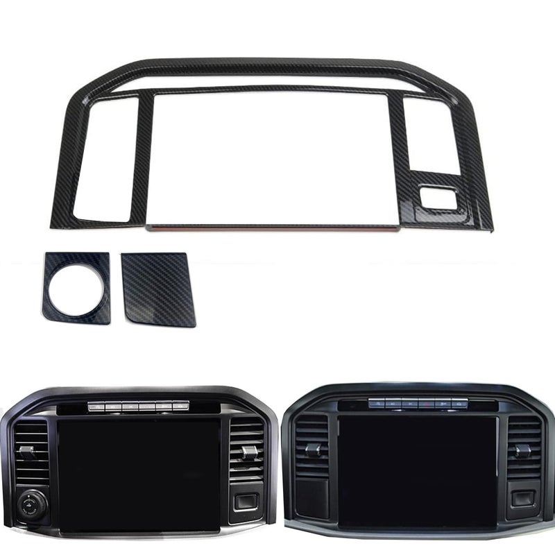 Keptrim for 2021 2022 2023 2024 Ford F150 ABS Carbon Fiber Center Console Navigation GPS Radio Panel Trim3pcs