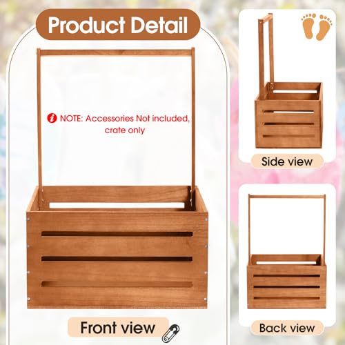 Suzile Wooden Baby Shower Crate Closet Wood Basket for Gifts with Handle Boy Girl Clothes Gender Reveal Storage Box for Newborn New ParentClaybank - Image 3