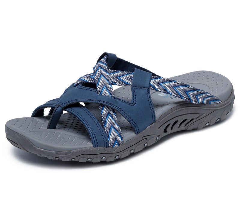 Skechers Women's Reggae-SOUNDPROOF-Thong Slide Multi-Strap Sandal, Navy, 8 M US - Image 5