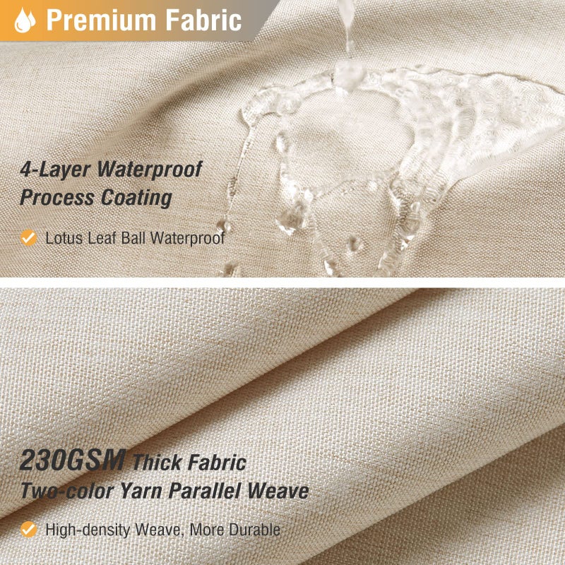 BTTN Extra Long Fabric Shower Curtain, 96 Inch Linen Textured Heavy Duty Cloth Shower Curtain Set with 12 Plastic Hooks, Large Hotel Luxury Polyester Shower Curtains for Bathroom(72"x96", Beige/Cream) - Image 2