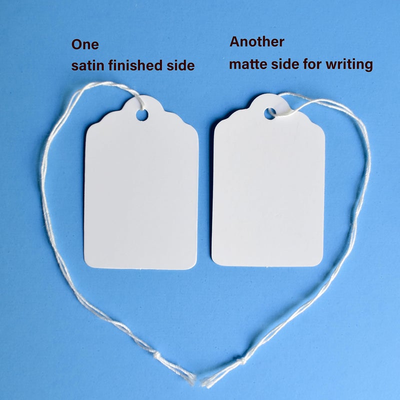 EZDOM 500 Merchandise Tags with String Attached - 2 1/4â€ x1 7/16â€ - White Marking Hanging Paper Tags with Strings, Labels to Tie On - Image 5