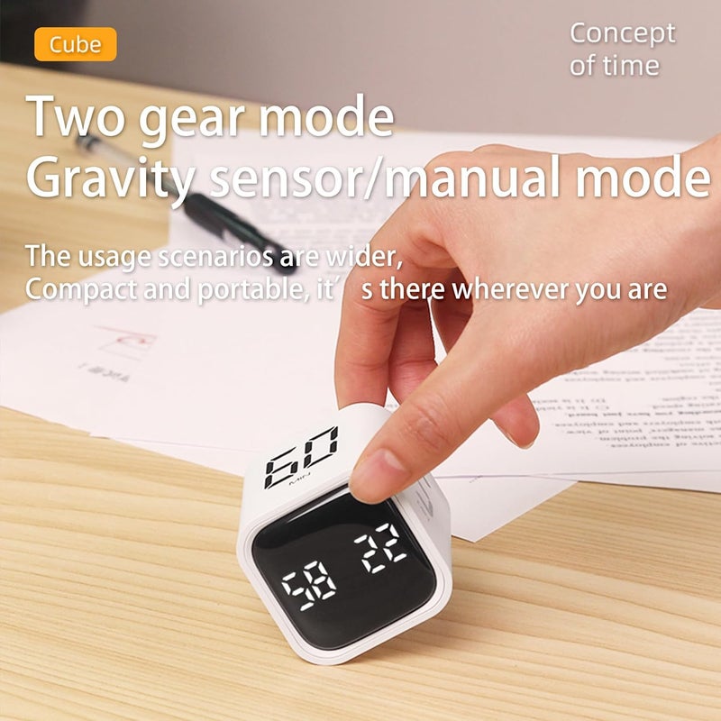 مؤقت الإنتاجية المكعب ، إعدادات مسبقة 5/10/30/60 دقيقة + عد تنازلي مخصص، إنذار صامت/اهتزاز/صوت، إيقاف مؤقت واستئناف، مؤقت مكتبي للعمل والدراسة والمهام والمطبخ - Image 2